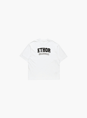 ETHOR 26春夏 Logo印花烫钻纯棉短袖T恤