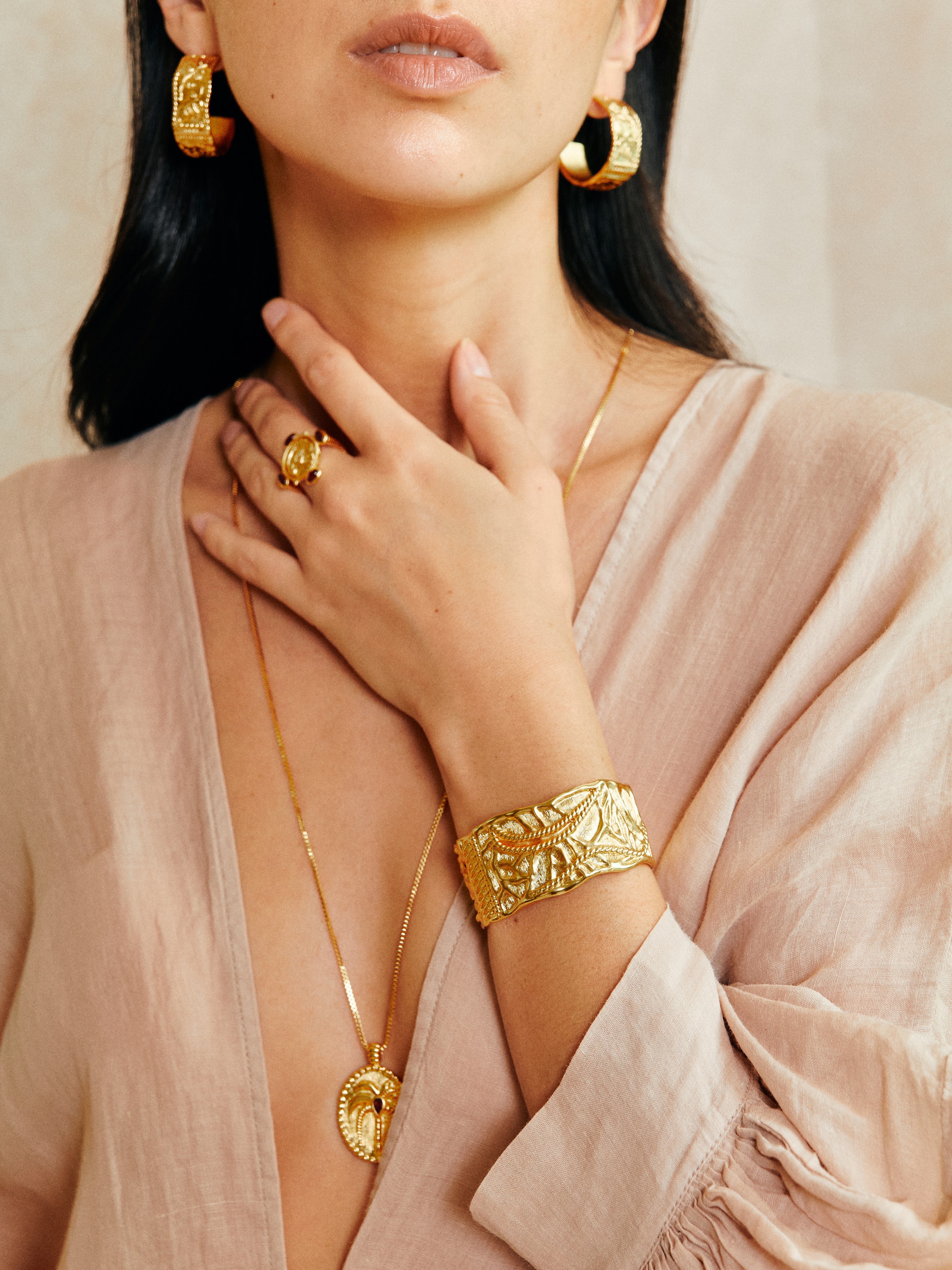 MONSECRET 棕榈遗迹手镯开口手镯设计感手饰百搭配饰W13