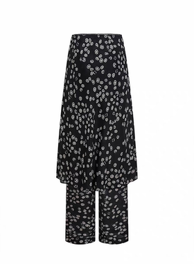 SAMUEL GUI YANG 26春夏系列 SPIN SET 新款黑色印花裙摆长裤 W13