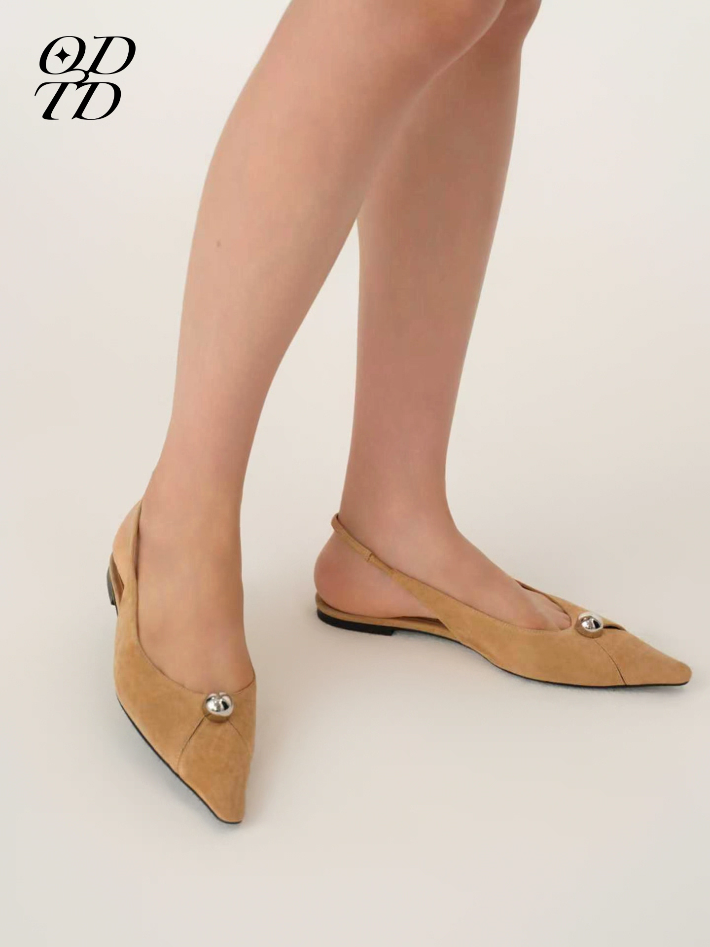 ODTD 26春夏新款鱼嘴平底鞋百搭时尚尖头鞋女鞋优雅,女鞋,时装凉鞋,淘宝优惠券,粉丝福利购,淘宝优惠卷