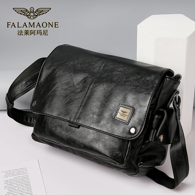 法莱阿玛尼邮差包旅游单肩包斜挎包时尚2025新款潮牌休闲男士背包