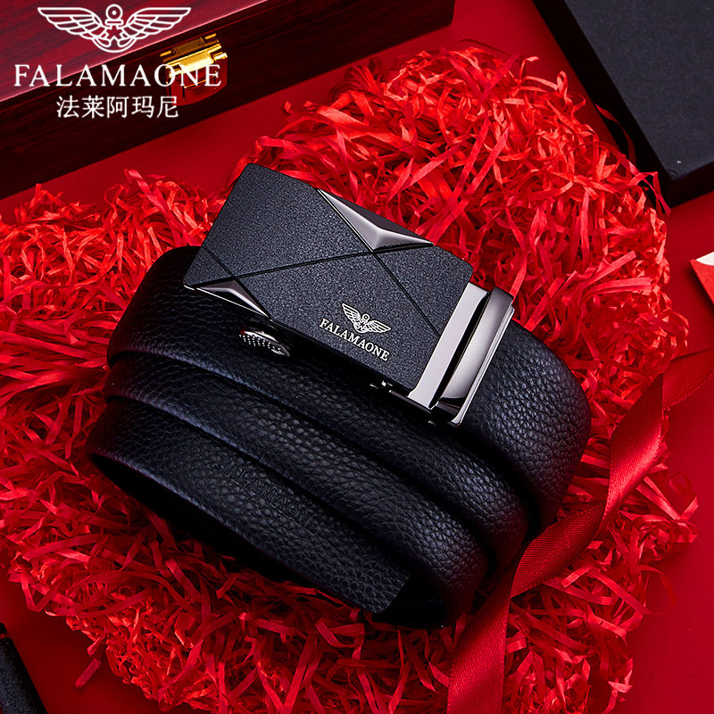法莱阿玛尼皮带男真皮年轻人自动扣奢侈品2025新款裤腰带男潮牛皮