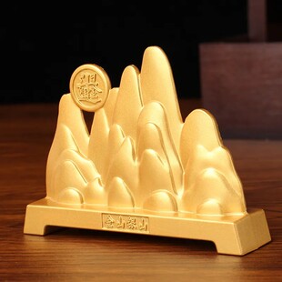 金山银山创意桌面书房笔架日进斗金桌摆工艺品摆件 金银山