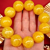 天然蜜蜡手串男款 单圈鸡油黄老蜜蜡琥珀女士白花手链佛珠圆珠配饰