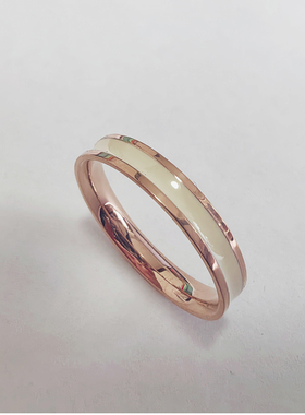 清仓处理  4mm玫瑰金白色滴油 不锈钢 戒指