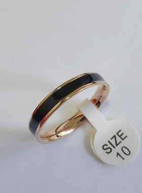 清仓处理  4mm玫瑰金黑色滴油 不锈钢 戒指