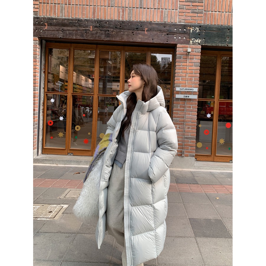 网红张贝贝情侣男女同款方格纯色连帽长款连帽棉服外贸棉衣外套