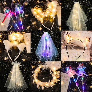 新款网红发光带灯头饰演唱会拍照道具广场夜市摆摊头箍儿童装扮