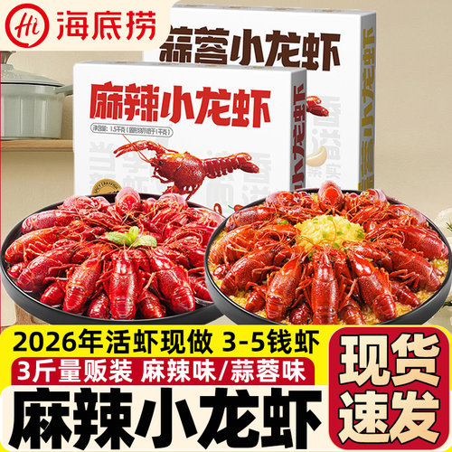 2026年新虾海底捞小龙虾1500g蒜蓉麻辣小龙虾夜宵聚会半成品速食