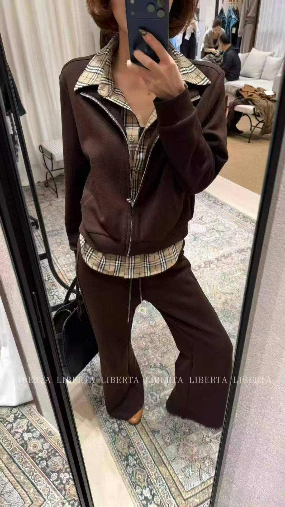 【老板娘容容】欧货2026秋冬新品新款韩版格子外套休闲运动套装