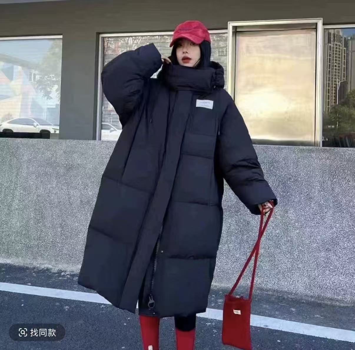 【老板娘容容潮牌连帽长款羽绒服】