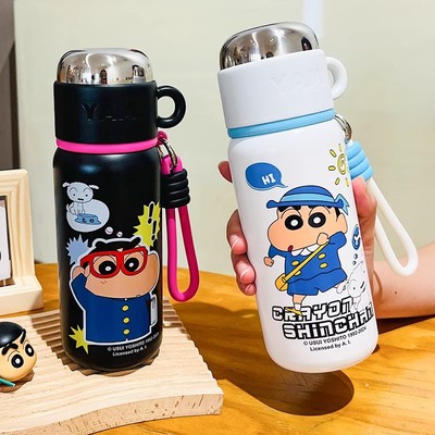 蜡笔小新大容量高颜值不锈钢保温杯卡通水杯可爱学生便携随行杯子