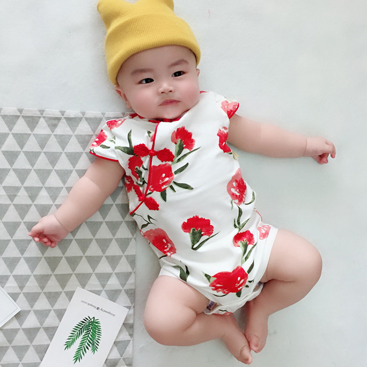 Chinese style pure cotton baby summer Conjoined clothes Thin section Baby Clothing Ethnic style cheongsam Short sleeved Romperin the Children/Baby/Family fitted , Children's Robes/Costume/National costume , Cheongsam  category - from Buy2taobao.com to provide professional Taobao agent buy service