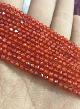 5A级橙色锆石刻面 水晶散珠 圆珠 半成品 diy饰品配件