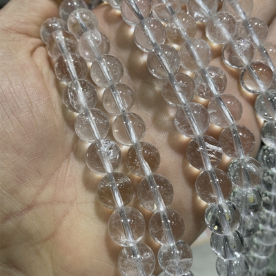 白水晶自然冰裂爆花白阿塞珠子