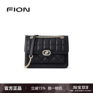 FION菲安妮小方包女轻奢链条包新款高级感真皮单肩斜挎腋下包