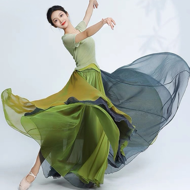两面穿半身裙舞蹈裙天丝加金丝