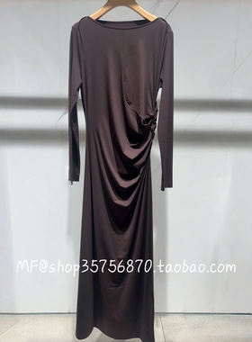 MF玛菲2025秋 专柜正品 锦纶+氨纶 收腰 气质长袖连衣裙A1FZ33666