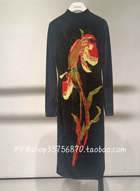 ZCY朱崇恽2025冬专柜正品 提花 小高领 修身针织裙C1GB1723M 4980