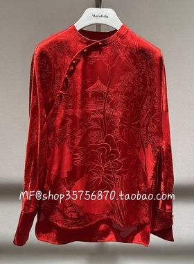 ZCY朱崇恽~2025春专柜正品 红色斜襟 提花衬衫上衣C1FZ11029 4980