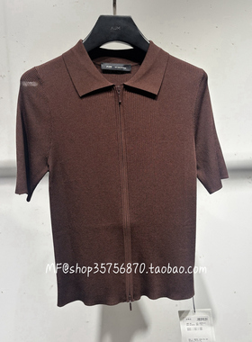 AUM奥姆~2025夏专柜正品 翻领拉链 短袖宽松套头针织衫M1FZ2S77M