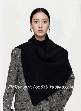 AUM奥姆2025冬正品 100%绵羊毛 秋冬百搭高级感保暖高领开衩披肩