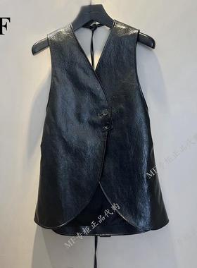 ZCY朱崇恽~2024冬专柜正品PU皮 合身 马甲 背心 C1EG41714 5980