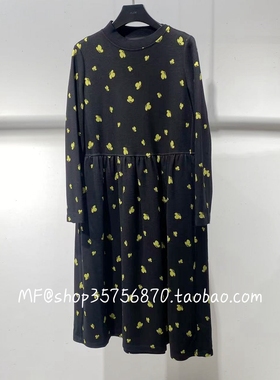 AUM奥姆2025冬专柜正品 圆领 分割 宽松长袖提花连衣裙M1FZ41816