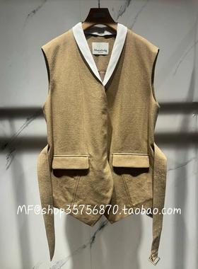 MF玛菲~2025春专柜正品 棉 通勤 亚麻领 燕尾马甲 腰带A1FZ14454