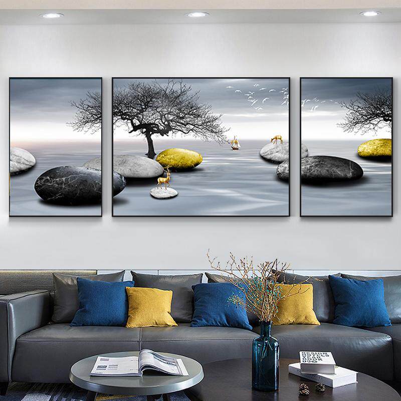 钻石画2025新款现代简约黑白风格点钻十字绣钻石绣满钻三联画客厅