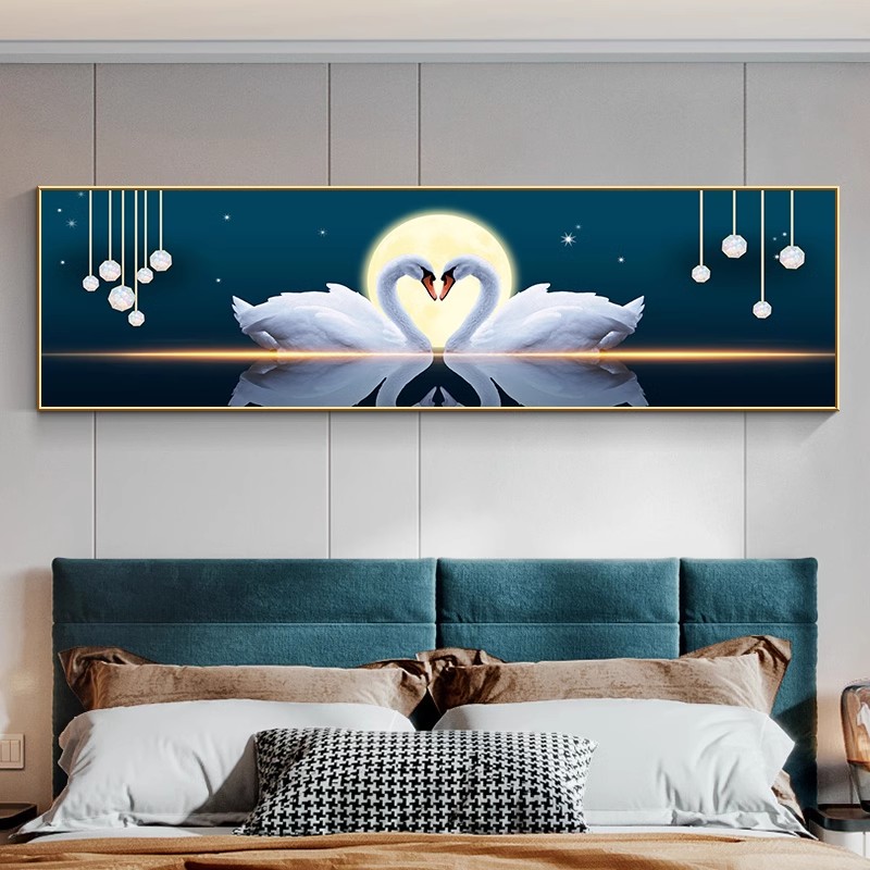 钻石画2024新款满钻天鹅情侣卧室床头手工点贴钻十字绣钻石绣主卧