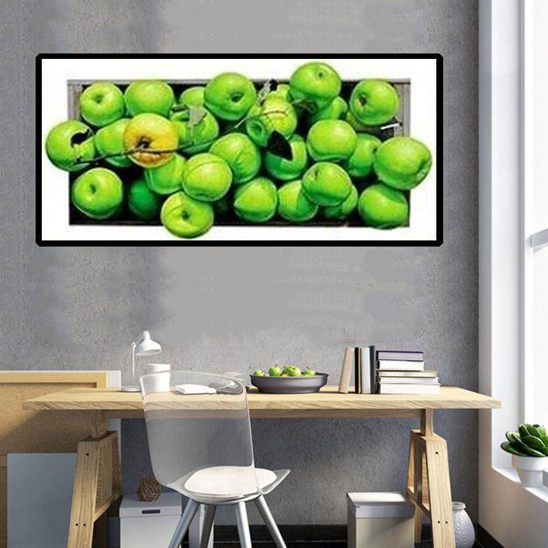 2024新款5D钻石画青苹果粘钻十字绣水果餐厅贴钻画手工饭厅水晶钻