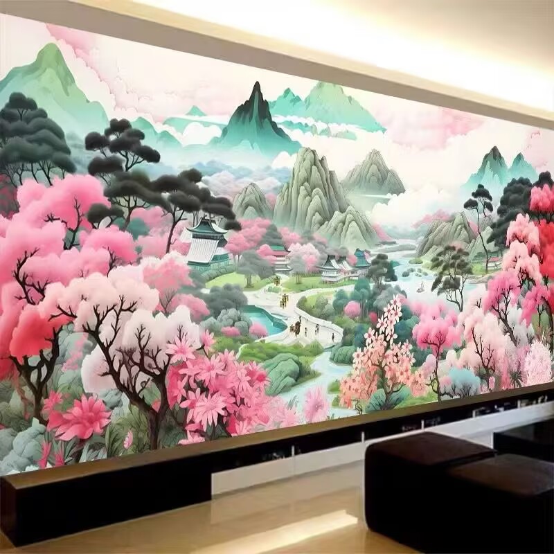 迎春图钻石画满钻新款客厅大幅风景中式人间仙境手工5D贴钻十字绣