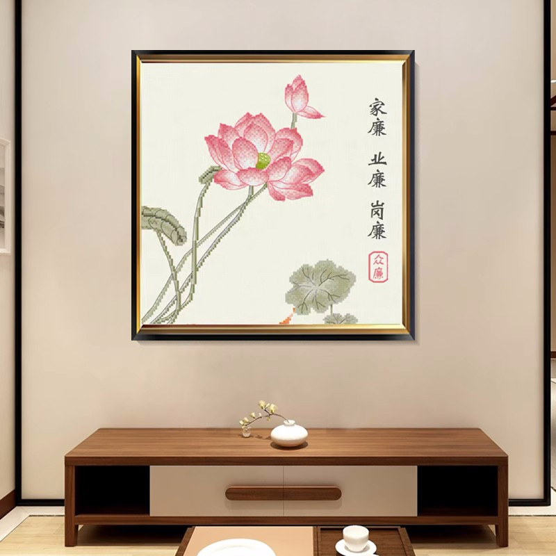 钻石画简约荷花众廉客厅餐厅