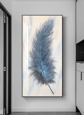 5D钻石画蓝色羽毛北欧风格玄关画现代简约客厅进门贴钻十字绣满钻