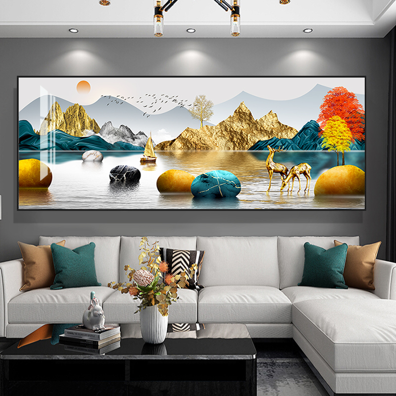 5D钻石画满钻新款背有靠山风景山水客厅点贴钻十字绣中国风砖石绣