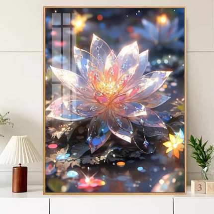 5D新款水晶帘花高难度满钻钻石画手工莲花花卉diy客厅卧室钻石秀