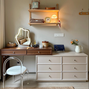 实木梳妆台卧室简约现代2025新款斗柜一体伸缩化妆桌孕婴专用家用