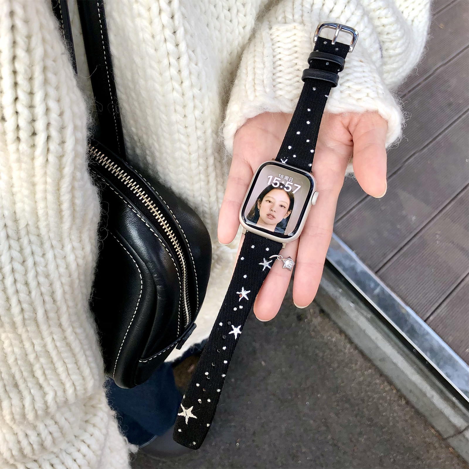 康康的原创星星波点韩女适用iwatch11se10苹果手表applewatch表带