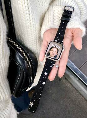 康康的原创星星波点韩女适用iwatch11se10苹果手表applewatch表带