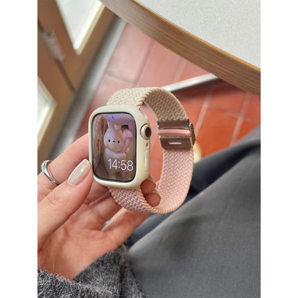 康康的拼色尼龙弹力圈表带可调节适用于iwatch987苹果手表男女款