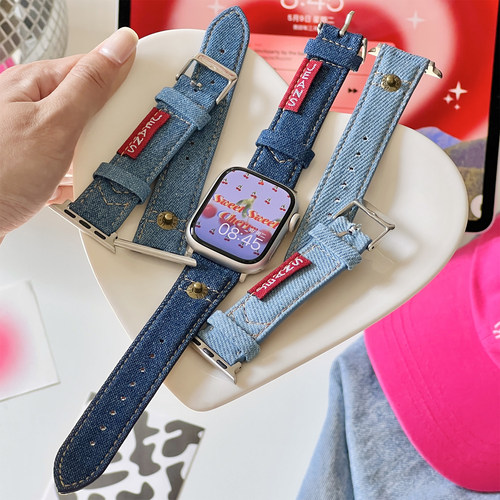 康康的美式复古牛仔手表s9表带y2k适用iwatch876se苹果applewatch