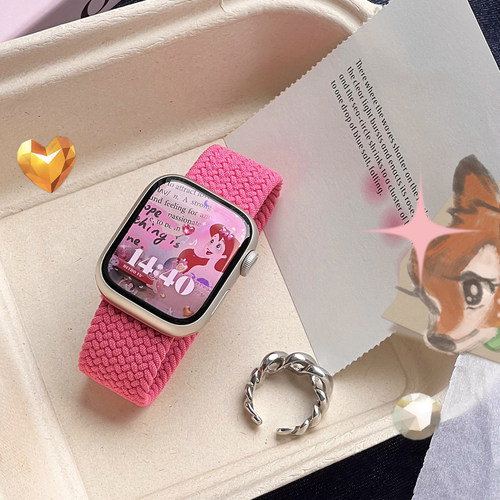 康康的火龙果弹力编织适用于苹果手表applewatch表带iwatch9876se