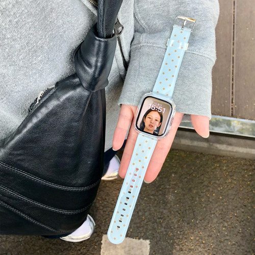 康康的原创海盐波点韩女适用于iwatch11se苹果手表applewatch表带