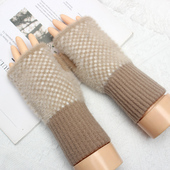 秋冬保暖毛绒半指手套针织护手腕女露指半截学生写字打字情侣男