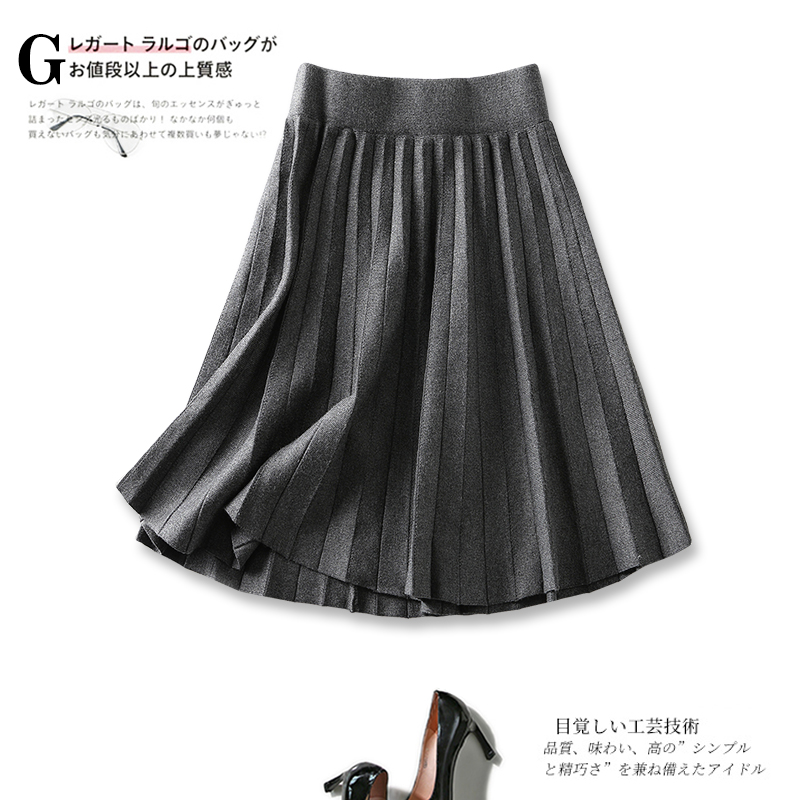 韩版时尚学院风减龄针织百褶裙