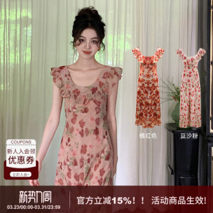 SYT自制法式 长裙 浪漫花朵连衣裙女夏季