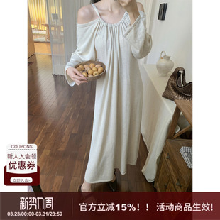 显瘦露肩针织吊带连衣裙 纯欲风纯羊毛慵懒宽松修身 SYT自制 法式