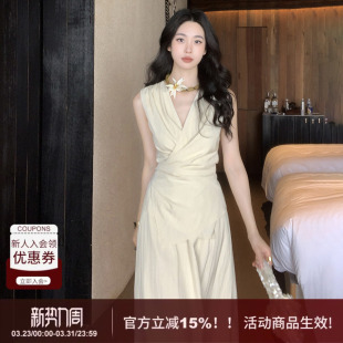 新款 SYT原创 连衣裙女2026春季 套装 收腰大摆裙 棉质高品质简约无袖