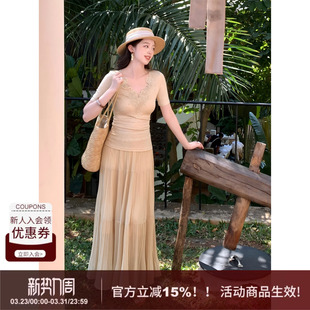 型v领短袖 复古风澳洲天丝羊毛蕾丝修身 SYT自制 T恤上衣女 若隐